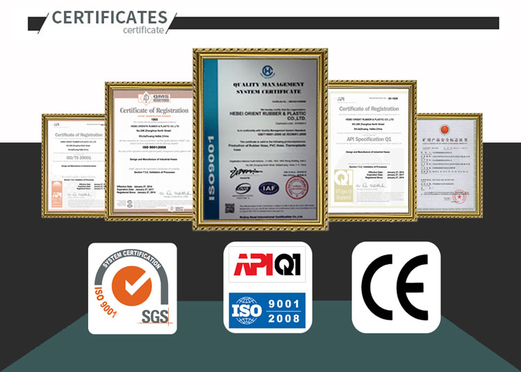 certificado de as mangueiras de borracha